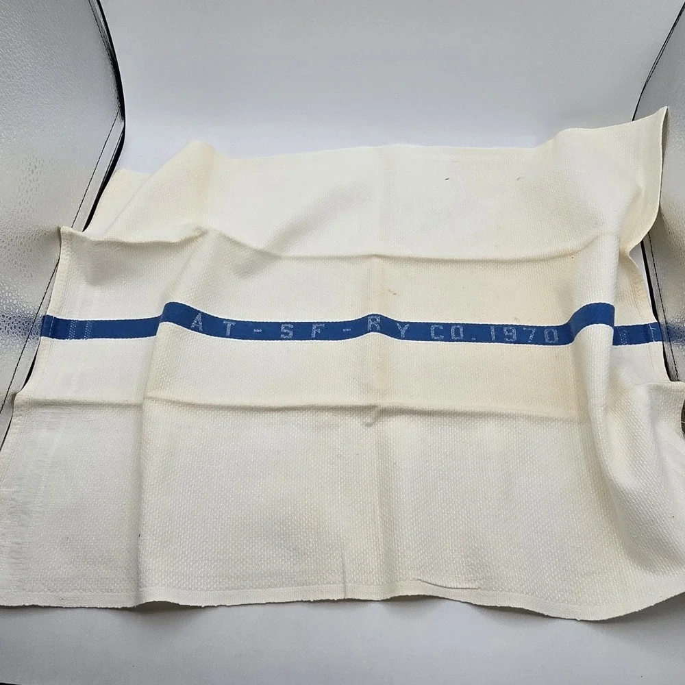 Atsfry Pullman Co. Vintage Hand Dish Tea Towel Railroad Train Dining Car Linens